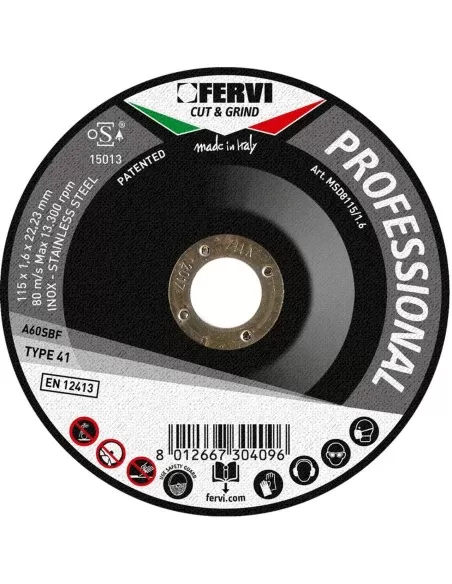 1 - Disco da sbavo ferro e metallo 125x6,5x22 mm aq professional Fervi msd8125/6.5
