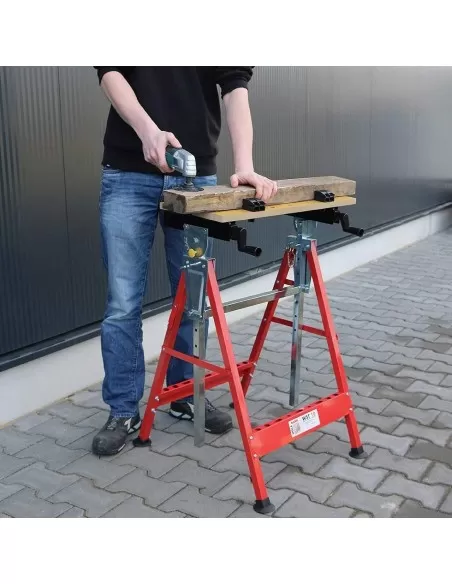 Cavalletto banco piano lavoro pieghevole richiudibile con morse holzmann wst10