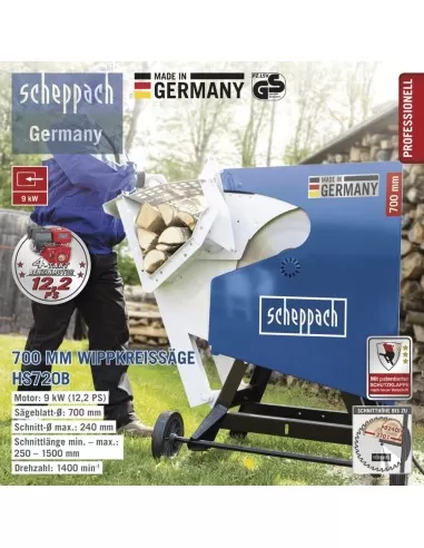 6 - Sega circolare taglia tronchi a scoppio basculante 700 mm Scheppach hs720b