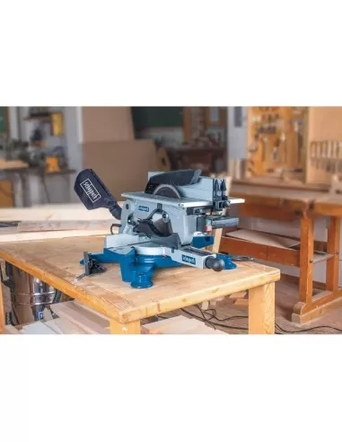 3 - Troncatrice combinata per legno con pianetto lama 254mm 1800w Scheppach hm100t