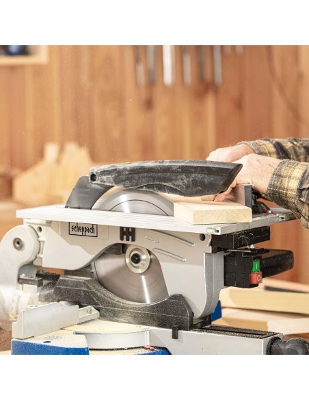 8 - Troncatrice combinata per legno con pianetto lama 254mm 1800w Scheppach hm100t