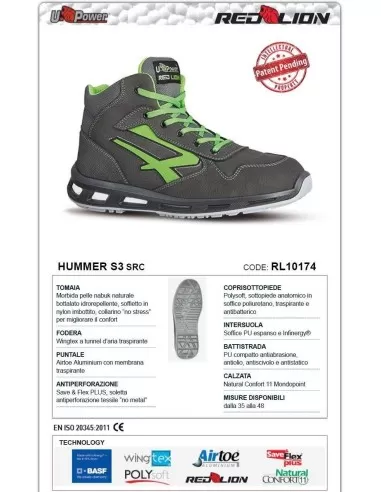 7 - SCARPA ANTINFORTUNISTICA DA LAVORO ALTA U-POWER HUMMER S3 CI SRC