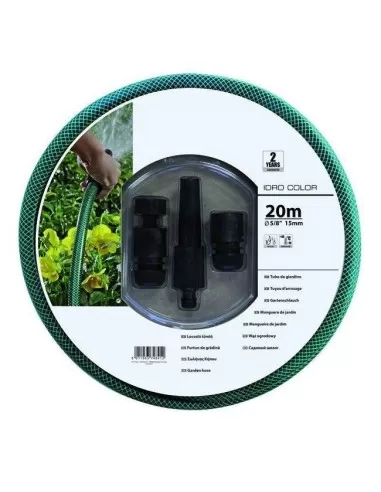 1 - Tubo irrigazione idro color verde-nero metri 20 ø 5/8 15 mm + kit raccordi