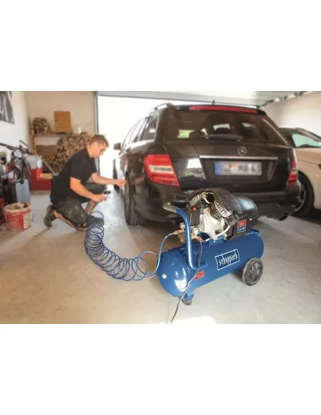 Compressore aria 50lt lubrificato portatile bicilindrico v 8bar Scheppach hc52dc