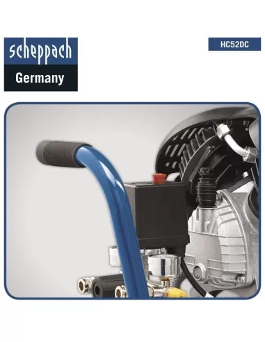 Compressore aria 50lt lubrificato portatile bicilindrico v 8bar Scheppach hc52dc