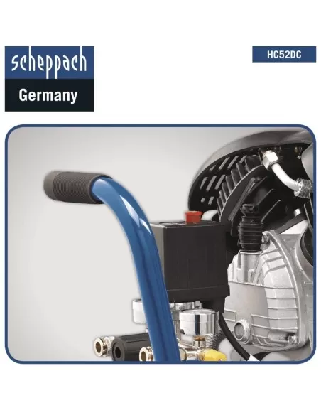 Compressore aria 50lt lubrificato portatile bicilindrico v 8bar Scheppach hc52dc
