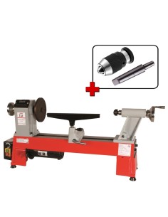 Tornio legno 460mm banco holzmann d460fxl + att. Mandrino cm2 + mandrino 1-16 mm