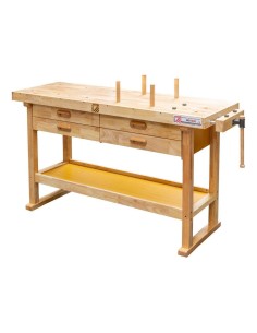 Banco da lavoro in legno officina falegname 4 cassetti holzmann wb162l