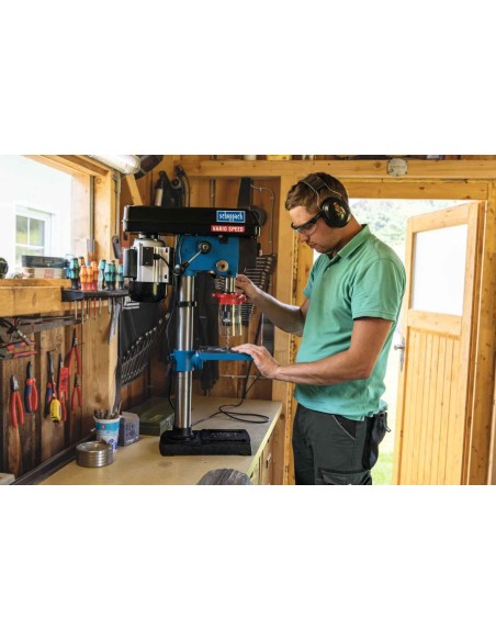 Trapano a colonna da banco velocita' regolabile +laser 550 w Scheppach dp19vario