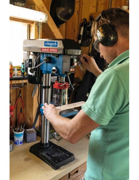 Trapano a colonna da banco velocita' regolabile +laser 550 w Scheppach dp19vario