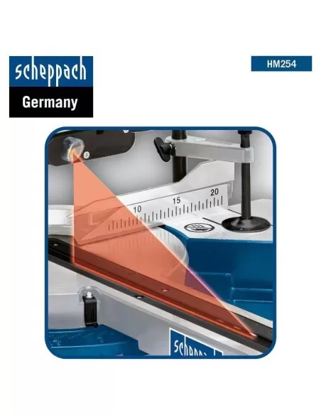 2 - Troncatrice radiale per legno Scheppach hm254 2000w sega circolare ø255 laser