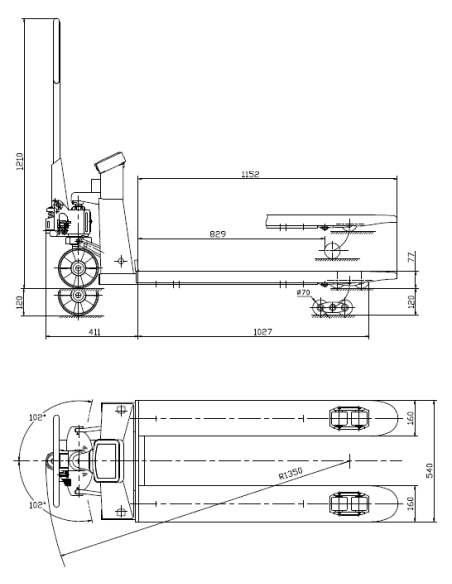 Transpallet manuale pesatore bilancia muletto portata 2500 kg holzmann hub25kg