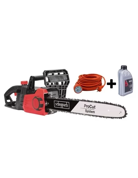 Elettrosega 2700w 46cm Scheppach cse2700 + prolunga 20 mt + olio catena 1 lt