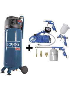 Compressore Scheppach hc51v aria verticale 50 lt litri + kit accessori 8 pz
