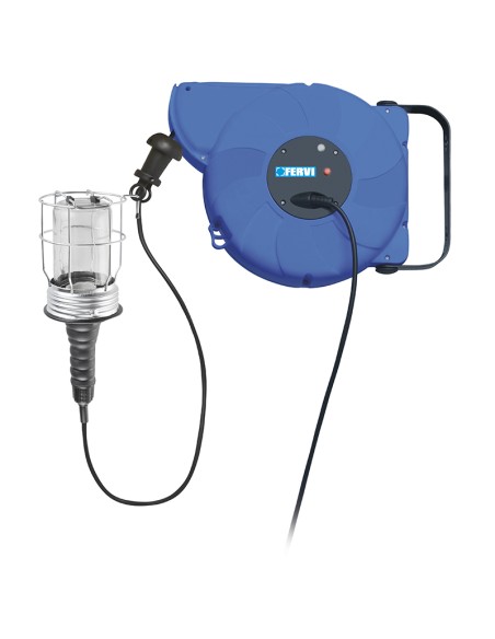 Avvolgicavo avvolgitore 14 m automatico porta lampada e27 Fervi 0428