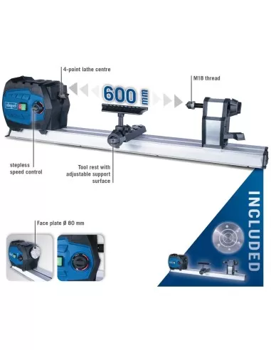 Tornio per legno 550w 600mm Scheppach dm600vario
