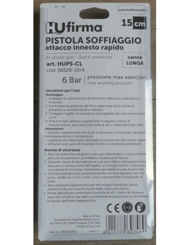 Pistola soffiaggio aria compressa canna lunga hufirma rp8033-4l