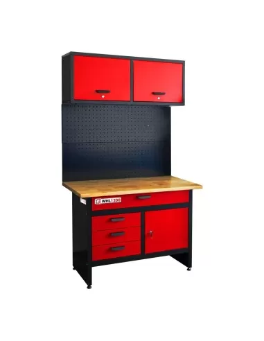 2 - Banco da lavoro tavolo officina cassetti parete porta utensili whl1200