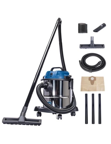 1 - Bidone aspiratutto Scheppach nts20 fusto in inox 20lt 1200w