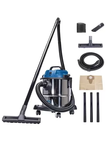 1 - Bidone aspiratutto Scheppach nts20 fusto in inox 20lt 1200w