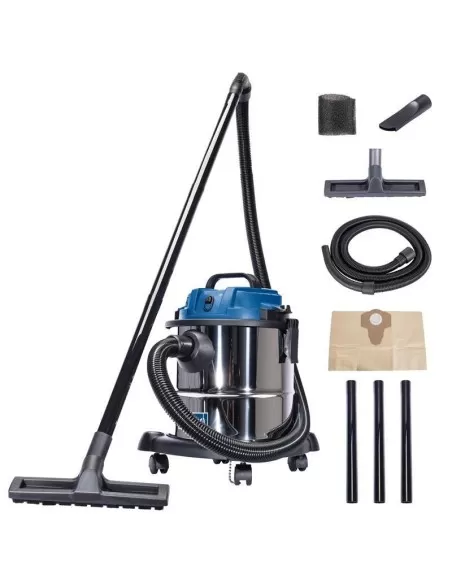 1 - Bidone aspiratutto Scheppach nts20 fusto in inox 20lt 1200w