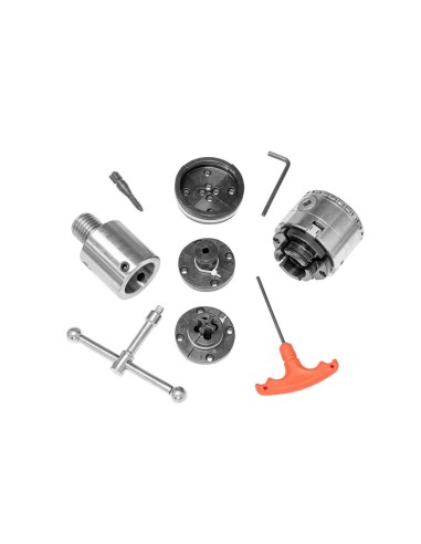 2 - Kit mandrino professionale a 4 griffe m33 65 mm per tornio legno holzmann dp65