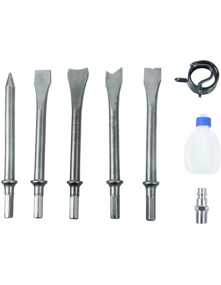 3 - Kit martello scalpellatore + 5 scalpelli pneumatico aria Scheppach