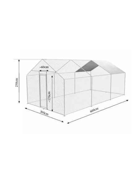 Gabbia per polli da esterno 3x6x2,5mt in acciaio zincato Zipper zi-cr362