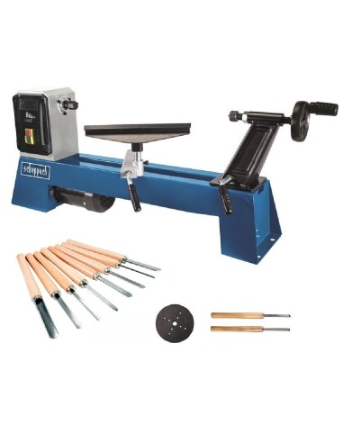 Tornio da legno dm500t Scheppach + kit 8 sgorbie scalpelli