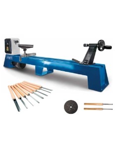 Tornio per legno Scheppach dm1100t 400w 1000mm + set 8 scalpelli sgorbie