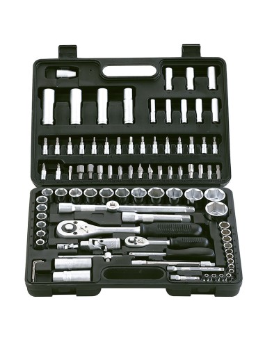 Serie cassetta 94 pz di chiavi a bussola da 1/2'' e 1/4'' Fervi 0618