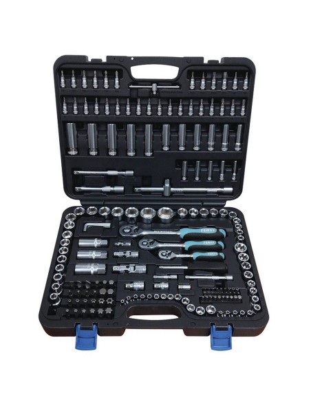 Serie cassetta 179 pz di chiavi a bussola da 1/4" 3/8" e 1/2" Fervi s179