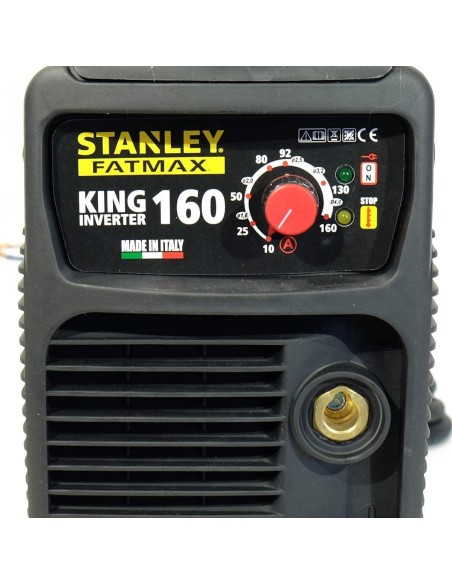 3 - Saldatrice inverter 160a mma con accessori e maschera stanley fatmax king 160