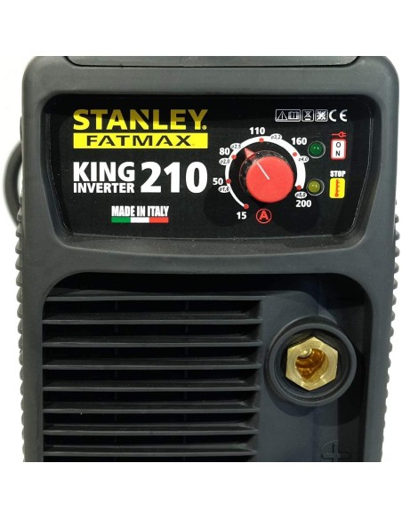 Saldatrice inverter 200a mma con accessori e maschera stanley fatmax king 210