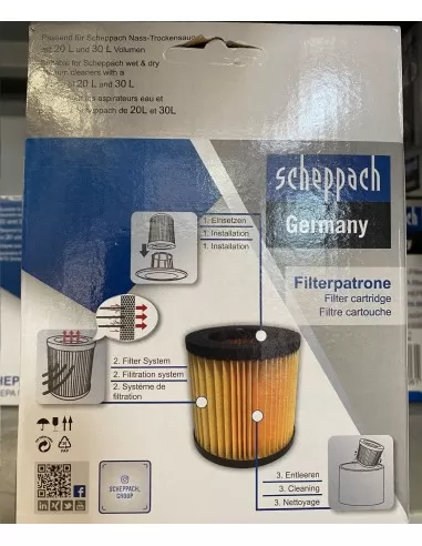 4 - Filtro a cartuccia per aspiratori 20l 30l Scheppach asp20-es asp30-es
