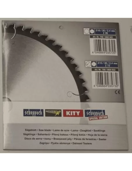 3 - Lama sega circolare hw per legno disco ø 210 x 30 mm 72t per Scheppach pl75