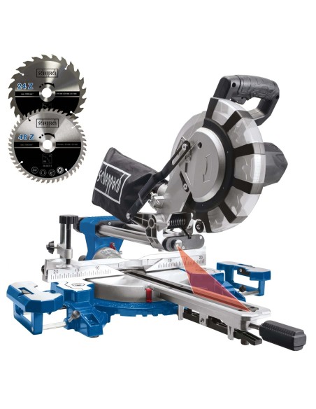 Troncatrice radiale per legno 2000w ø210 Scheppach hm216spx con 2 dischi