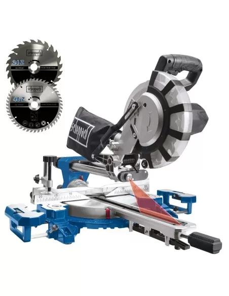 1 - Troncatrice radiale per legno 2000w ø210 Scheppach hm216spx con 2 dischi