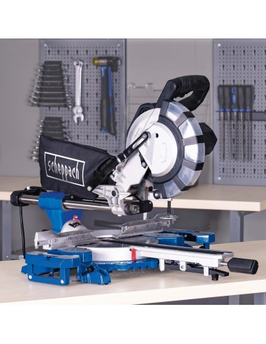 Troncatrice radiale per legno 2000w ø210 Scheppach hm216spx con 2 dischi