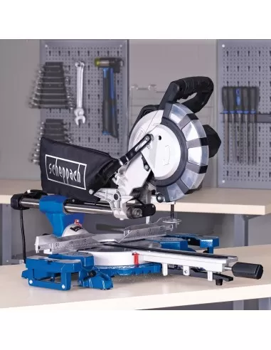 3 - Troncatrice radiale per legno 2000w ø210 Scheppach hm216spx con 2 dischi