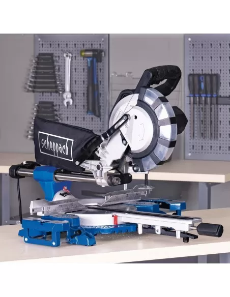 3 - Troncatrice radiale per legno 2000w ø210 Scheppach hm216spx con 2 dischi