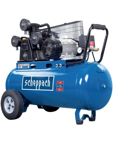 Compressore aria a cinghia 100lt 3 cilindri 3 cv 10 bar Scheppach hc550tc 230v