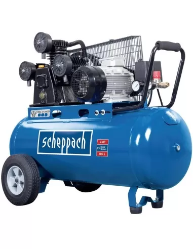 3 - Compressore aria a cinghia 100lt 3 cilindri 3 cv 10 bar Scheppach hc550tc 230v