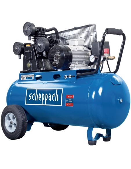 Compressore aria a cinghia 100lt 3 cilindri 3 cv 10 bar Scheppach hc550tc 230v