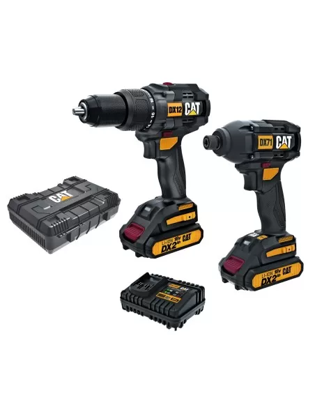 1 - Kit trapano a percussione DX12 + avvitatore a impulsi DX71 a batteria Caterpillar DX12K
