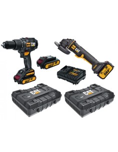 Kit trapano a percussione DX12 smerigliatrice DX31B con valigie e batterie 18v Caterpillar