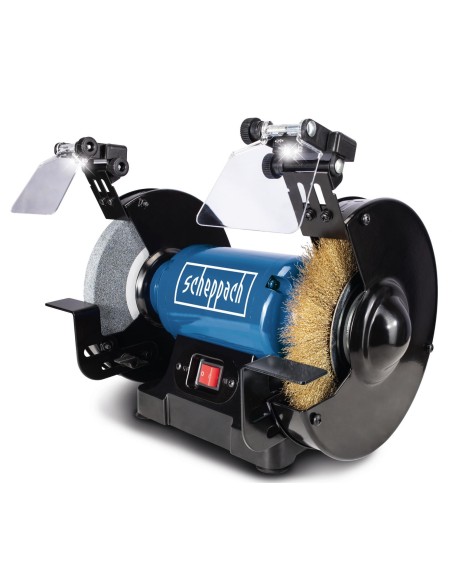 Smerigliatrice da banco mola e spazzola 200mm Scheppach sm200lb luce led 500w