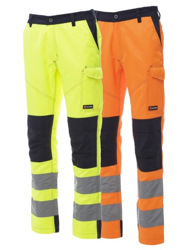 Pantalone Da Lavoro PAYPER Charter Uomo - Misto Cotone, Alta Visibilità Arancione/Grigio, Zip E Tasche, Taglia XXL