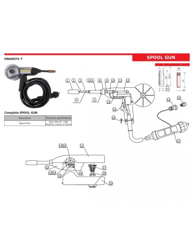 Torcia completa spool gun per saldatura mig alluminio
