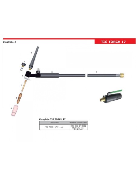 Torcia completa per saldatura tig 17